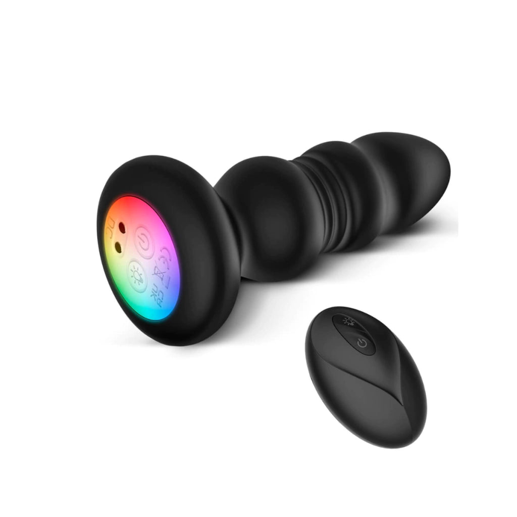 Masajeador de Próstata, Plug Anal Telescópico con Luz LED y Control Remoto