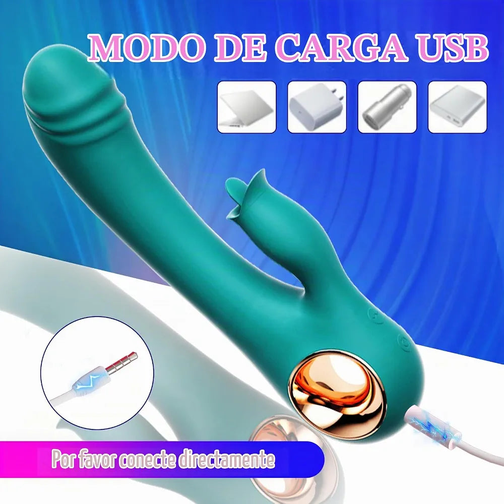 Vibrador Punto G con Calor y Estimulador de Clítoris 2 en 1