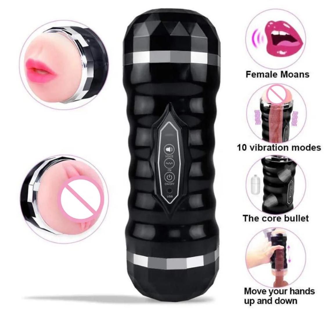 MASTURBADOR ANNY Doble Entrada Boca/Vagina  10 frecuencias de vibracion
