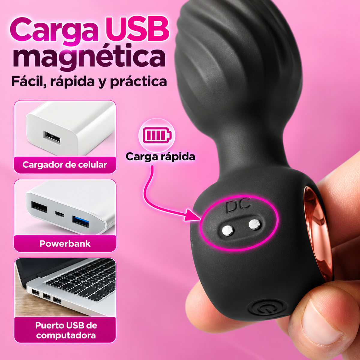 Plug Anal Rotativo 360° con 9 Modos de Vibración