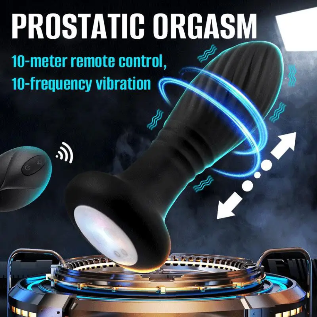 Masajeador de Próstata, Plug Anal Telescópico con Luz LED y Control Remoto