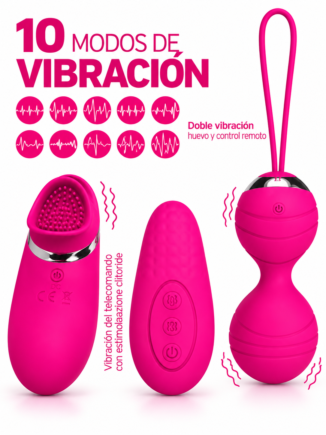 Bola de Kegel Vibradora con Doble Estimulación y Control Remoto