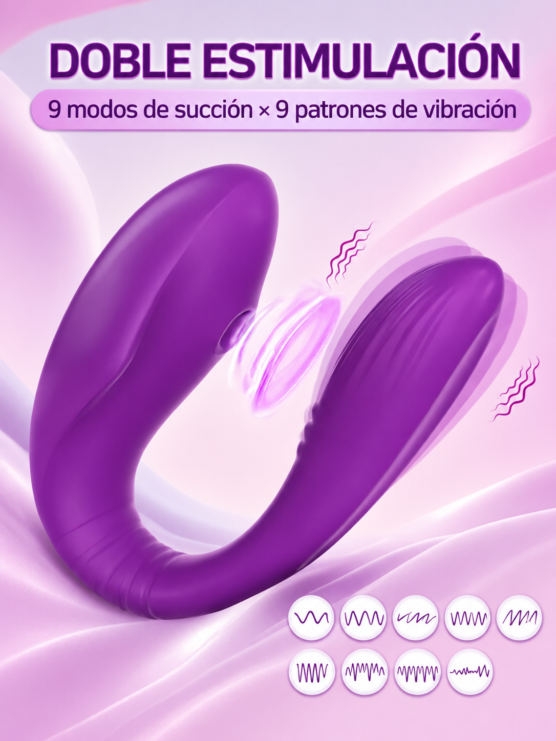 Vibrador Tipo U con Succión, Vibración y Control por App