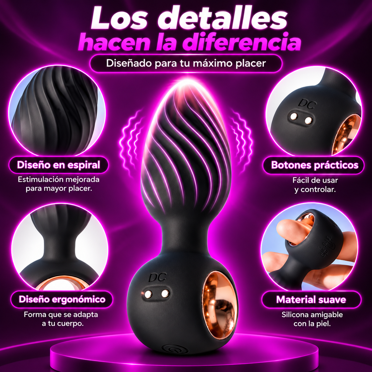 Plug Anal Rotativo 360° con 9 Modos de Vibración