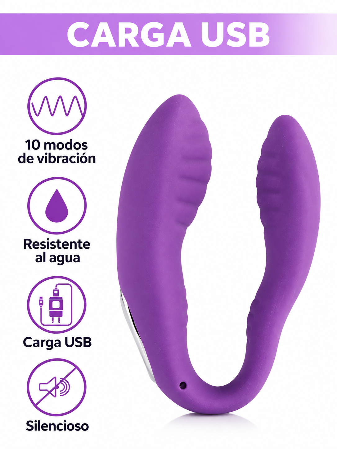 NANA Vibrador Tipo U Doble Punto G y Clítoris 10 Modos