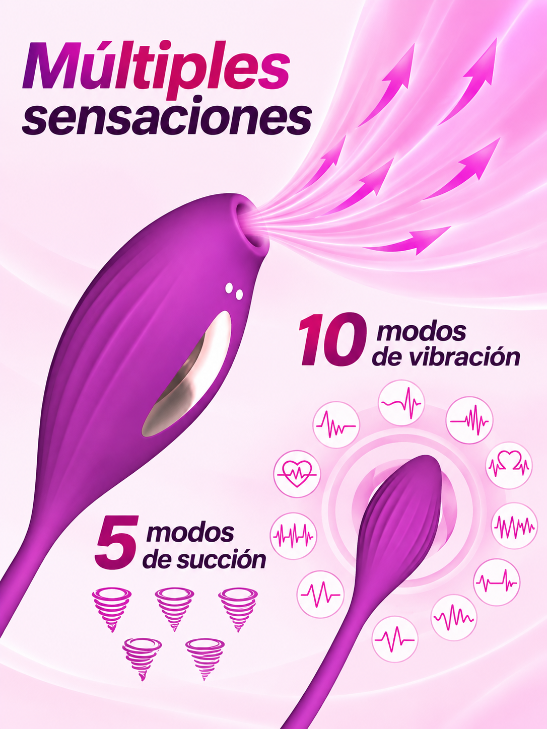Vibrador Punto G 10 Vibraciones y 5 Modos de Succión