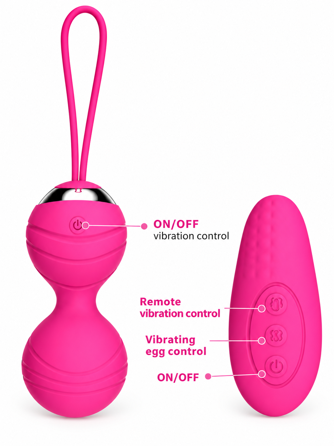Bola de Kegel Vibradora con Doble Estimulación y Control Remoto