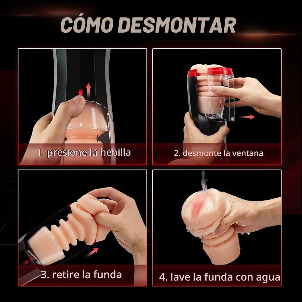 Masturbador Masculino Automático Jammy 3 en 1 con Vibración y Empuje