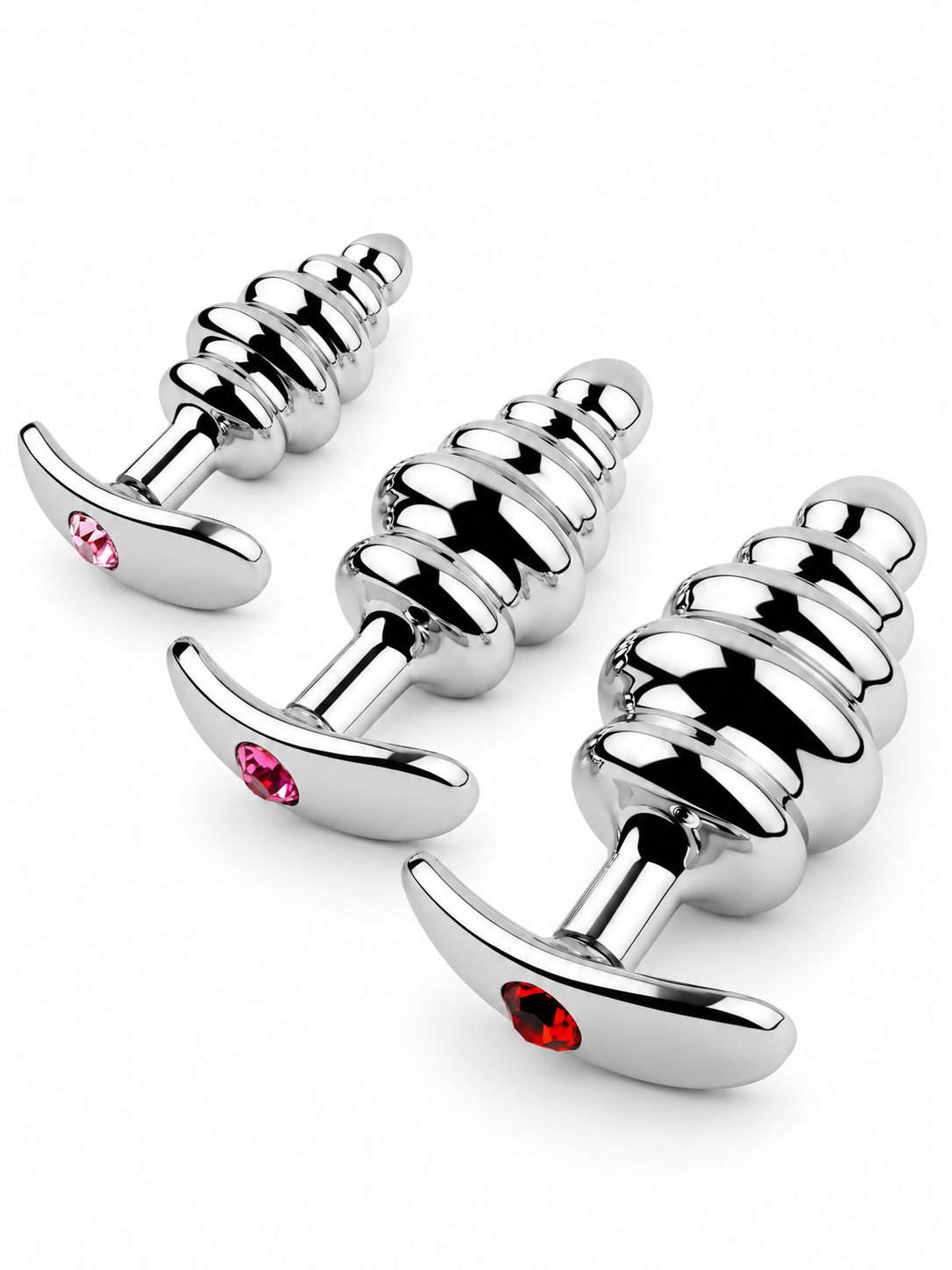 Kit de plug anal de acero inoxidable texturizados (x3 piezas)