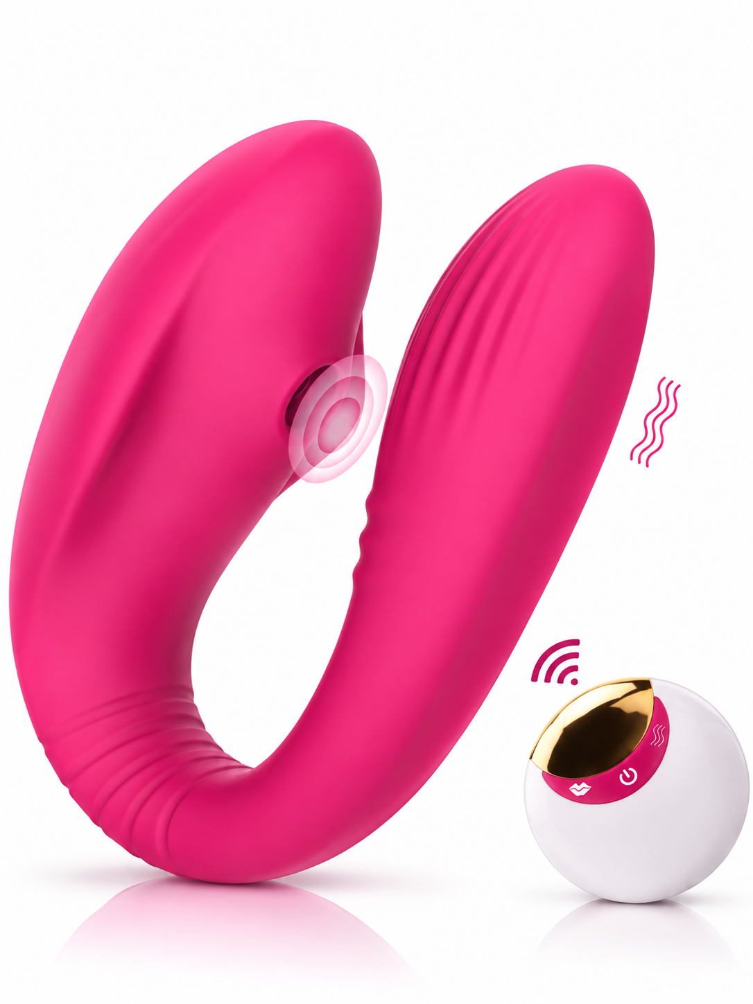 Vibrador en U con Succión Dual y Control Remoto