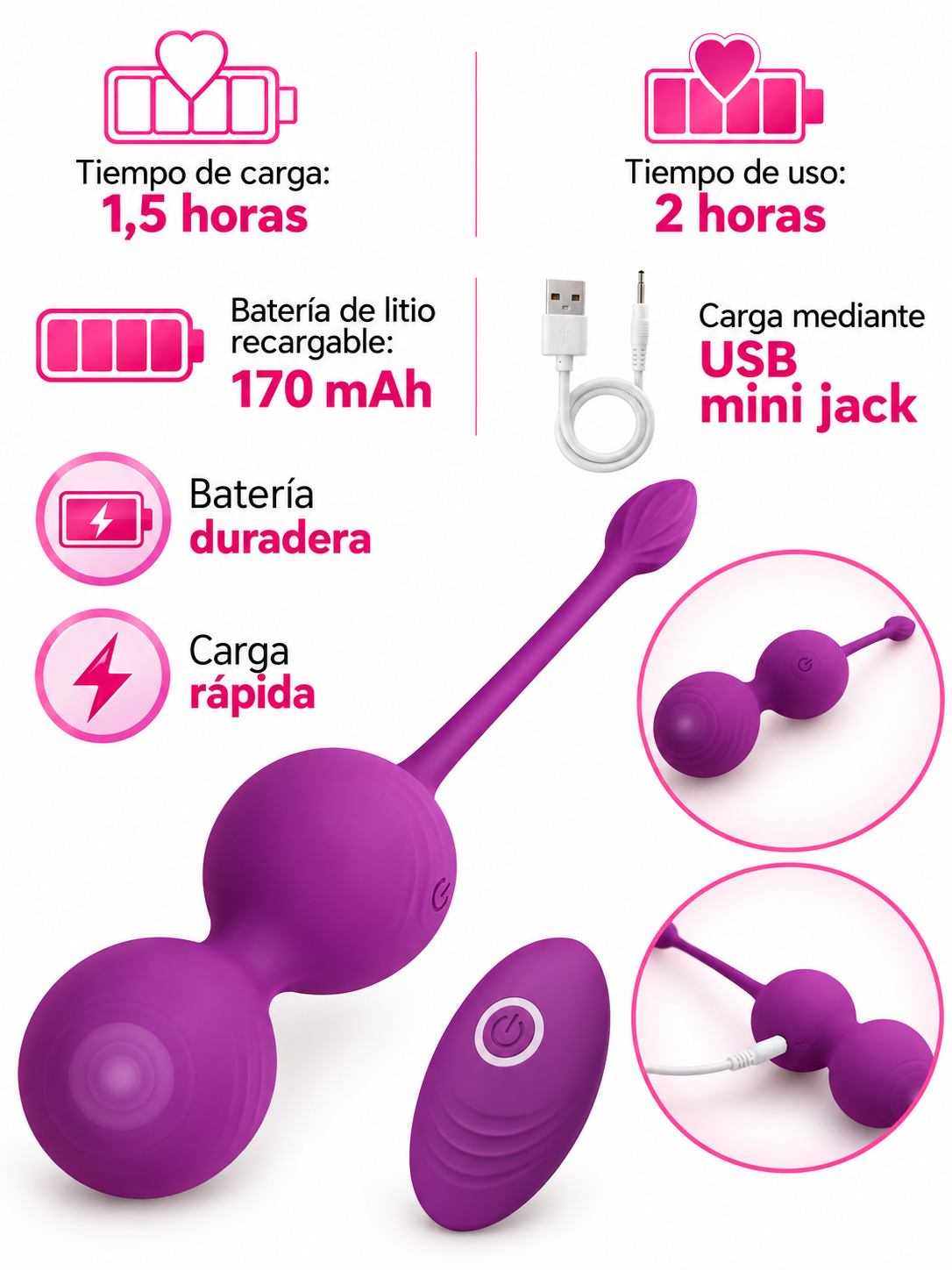 Set de Bolas de Kegel con Vibración y Control Remoto