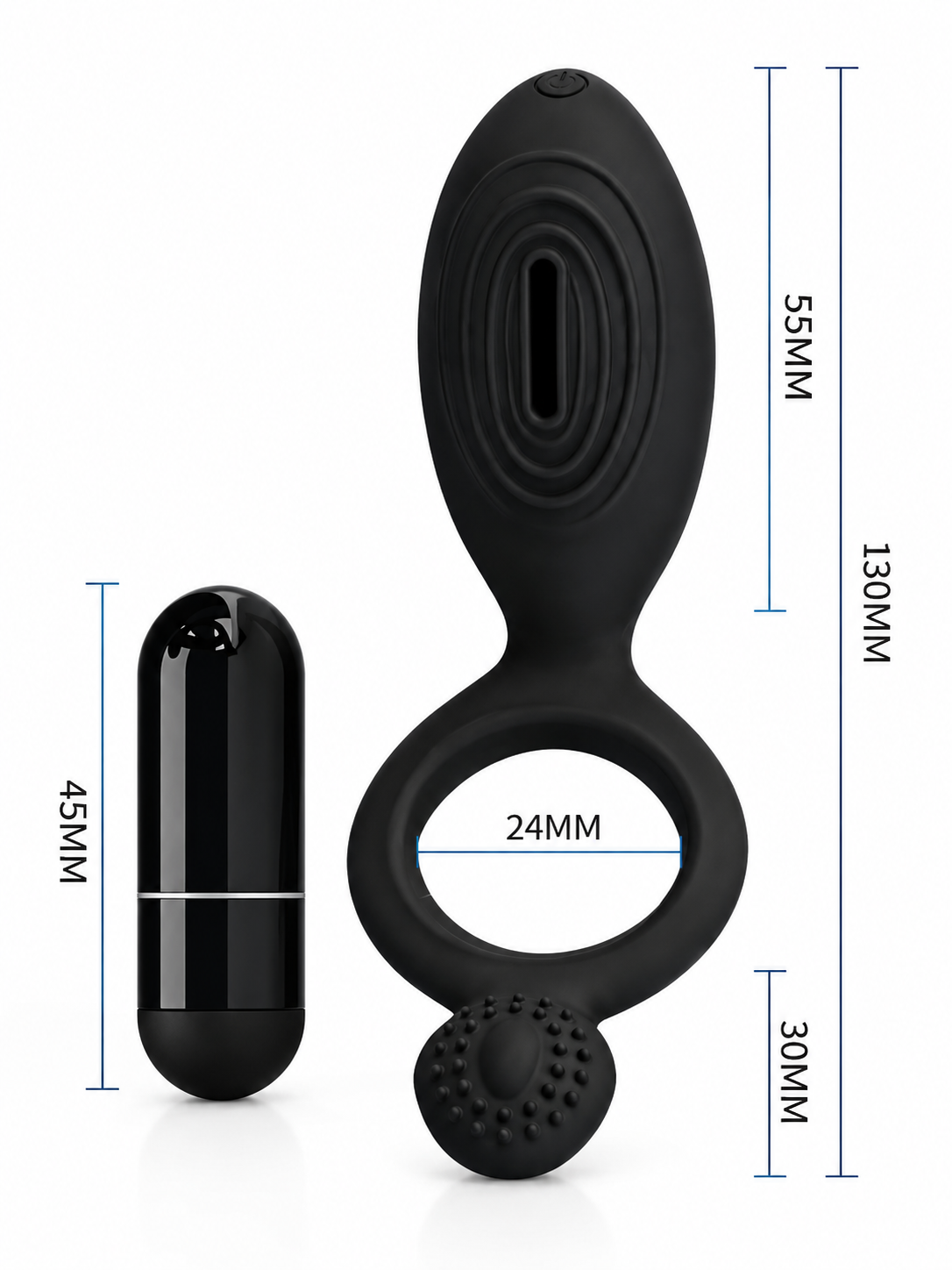 Anillo Peneano Vibrador con Bala Vibradora y Estimulador Externo