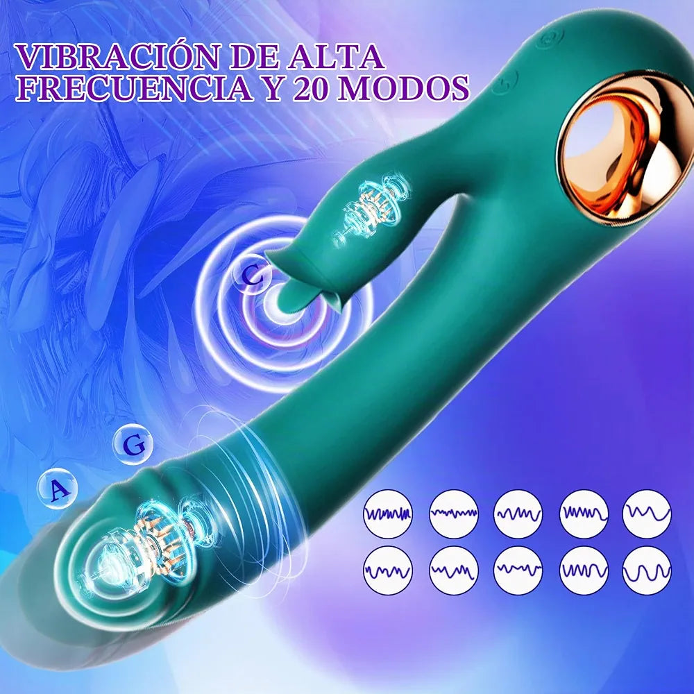 Vibrador Punto G con Calor y Estimulador de Clítoris 2 en 1