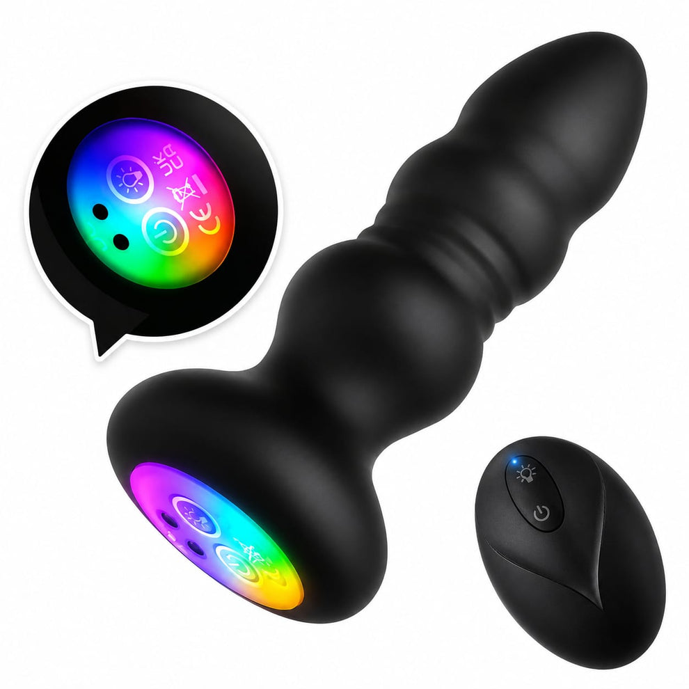 Masajeador de Próstata, Plug Anal Telescópico con Luz LED y Control Remoto