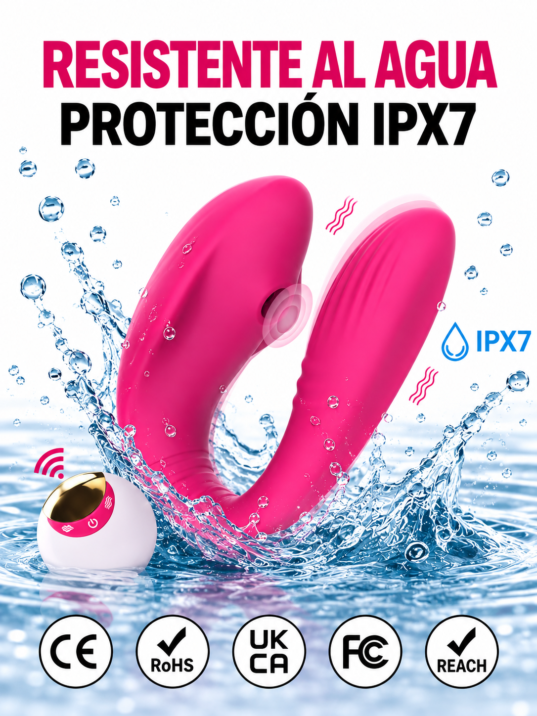 Vibrador en U con Succión Dual y Control Remoto
