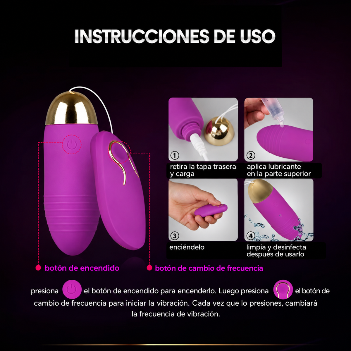 Huevo Vibrador con Control Remoto y 10 Patrones de Vibración