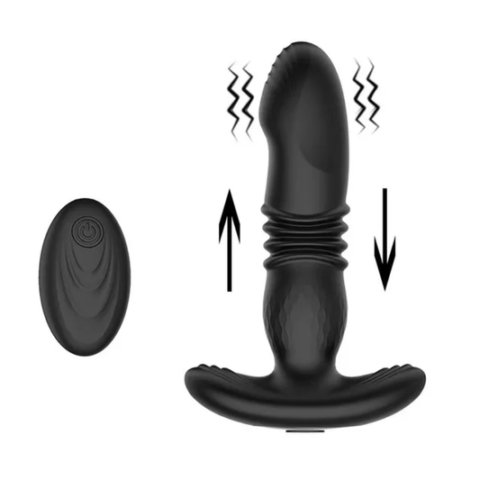 Masajeador de Próstata Masculino Plug Anal Vibrador Telescópico con Control Remoto