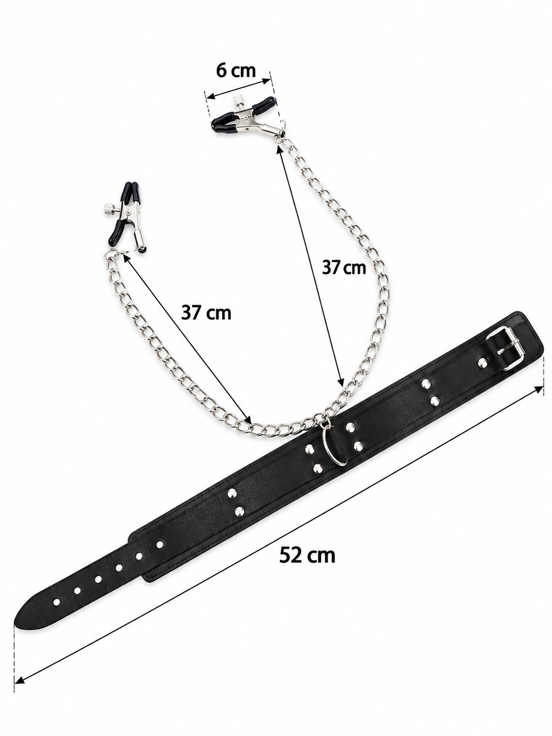 Collar BDSM con Pinzas para Pezones y Cadena Ajustable