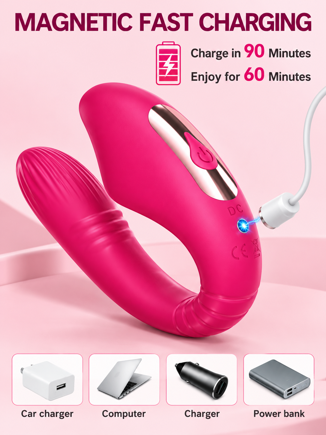 Vibrador Tipo U con Succión, Vibración y Control por App
