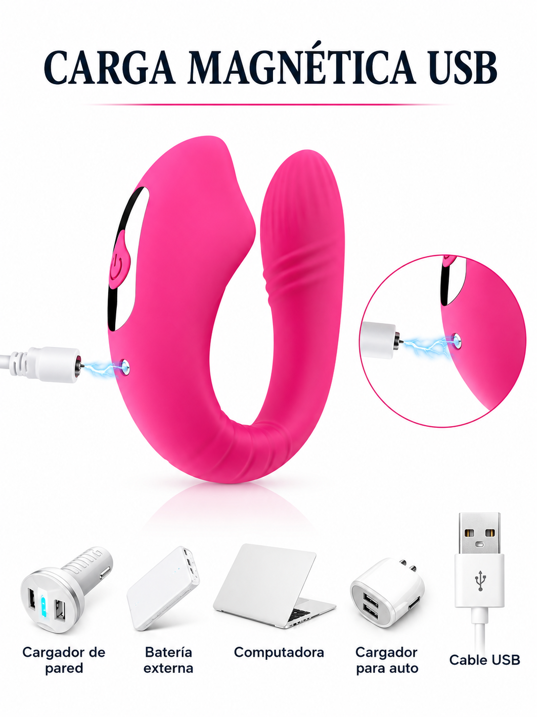Vibrador en U con Succión Dual y Control Remoto