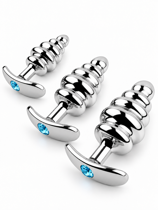Kit de plug anal de acero inoxidable texturizados (x3 piezas)