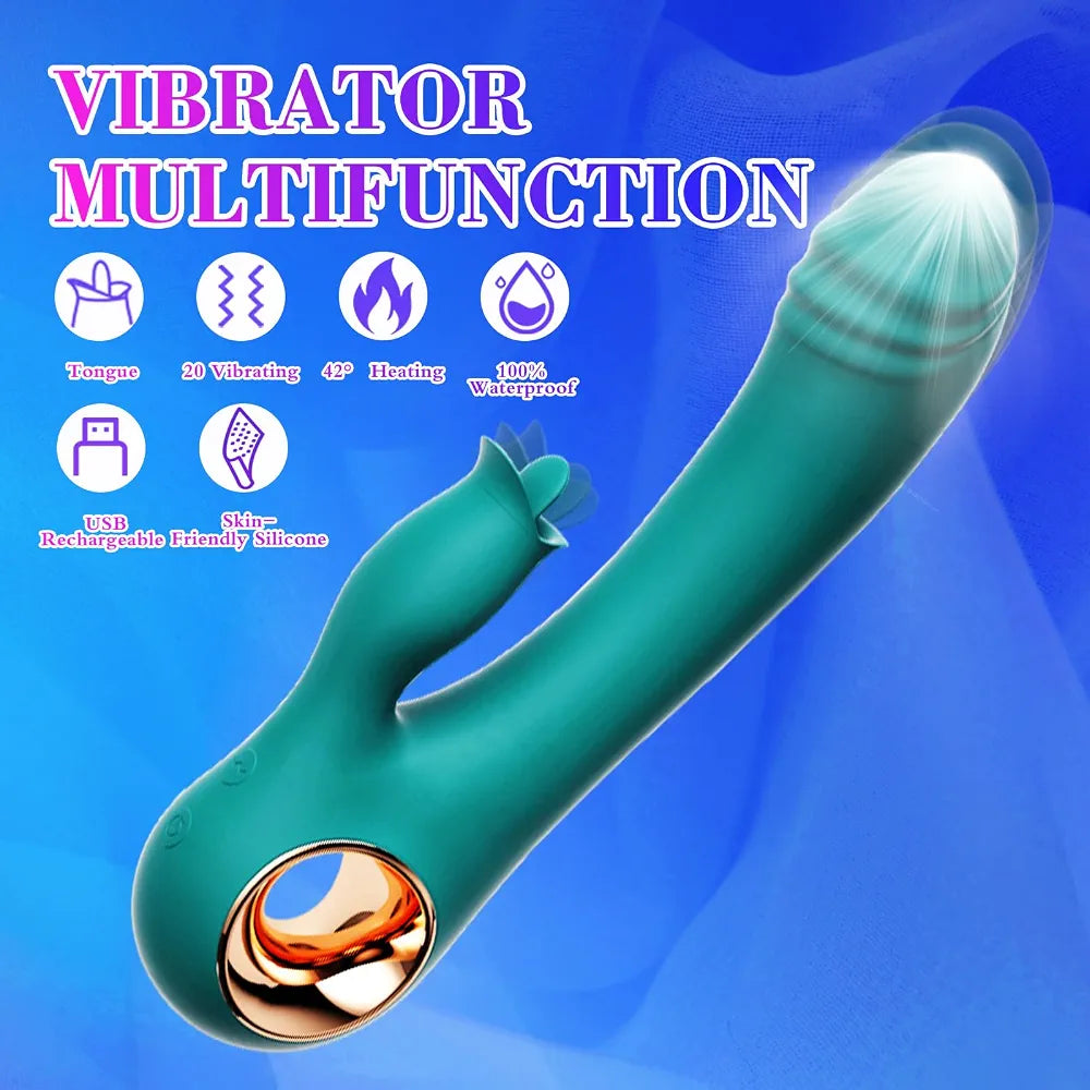 Vibrador Punto G con Calor y Estimulador de Clítoris 2 en 1