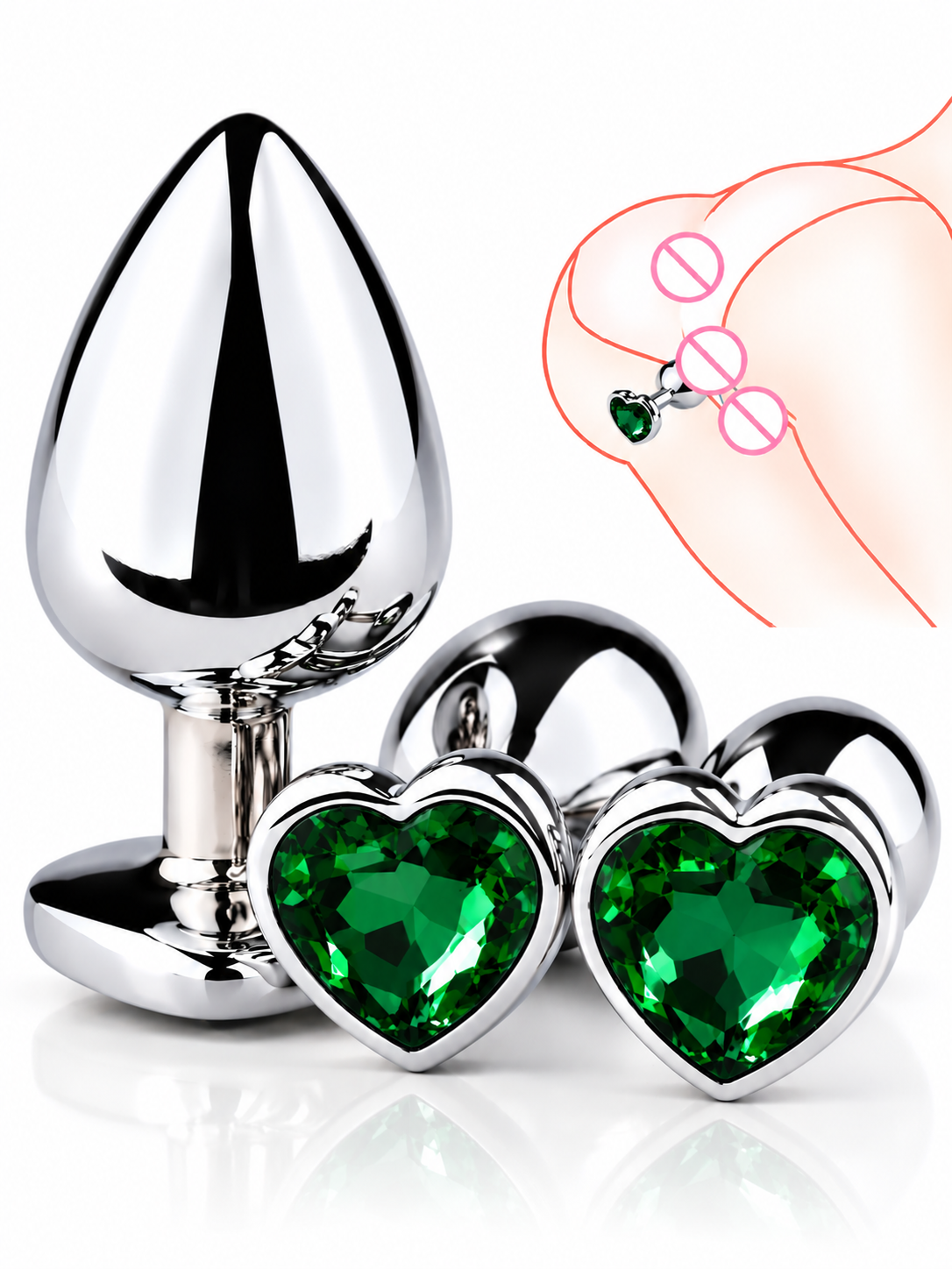 Plug Anal de Acero Quirúrgico con Joya en Forma de Corazón – 3 Tamaños