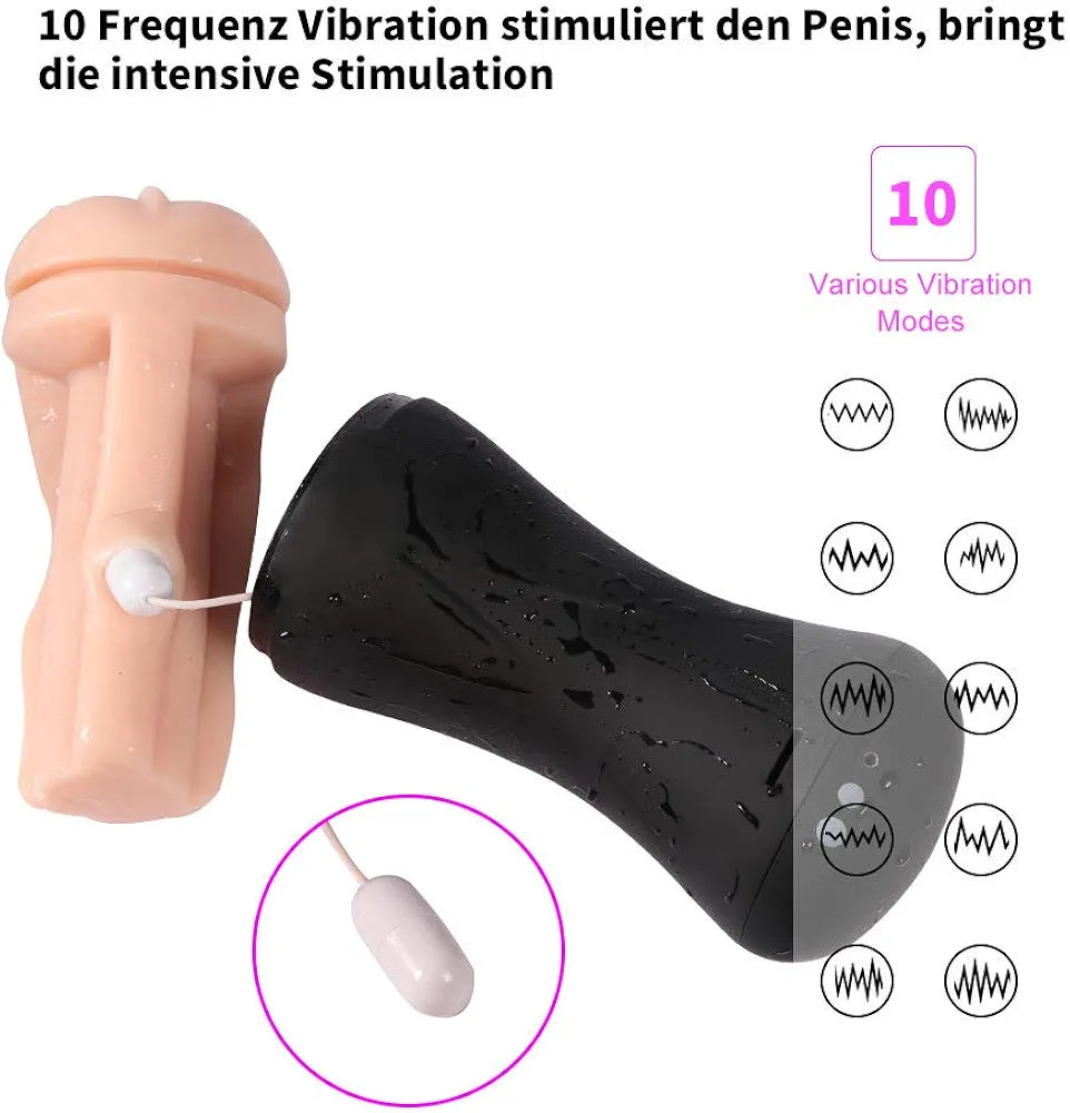 Shequ Masturbador Automático Masculino con Gemidos y 10 Modos de Vibración
