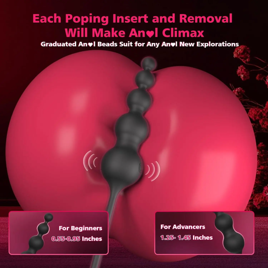 Plug Anal Vibrador con Cuentas y Anillo para el Pene, App y Control Remoto