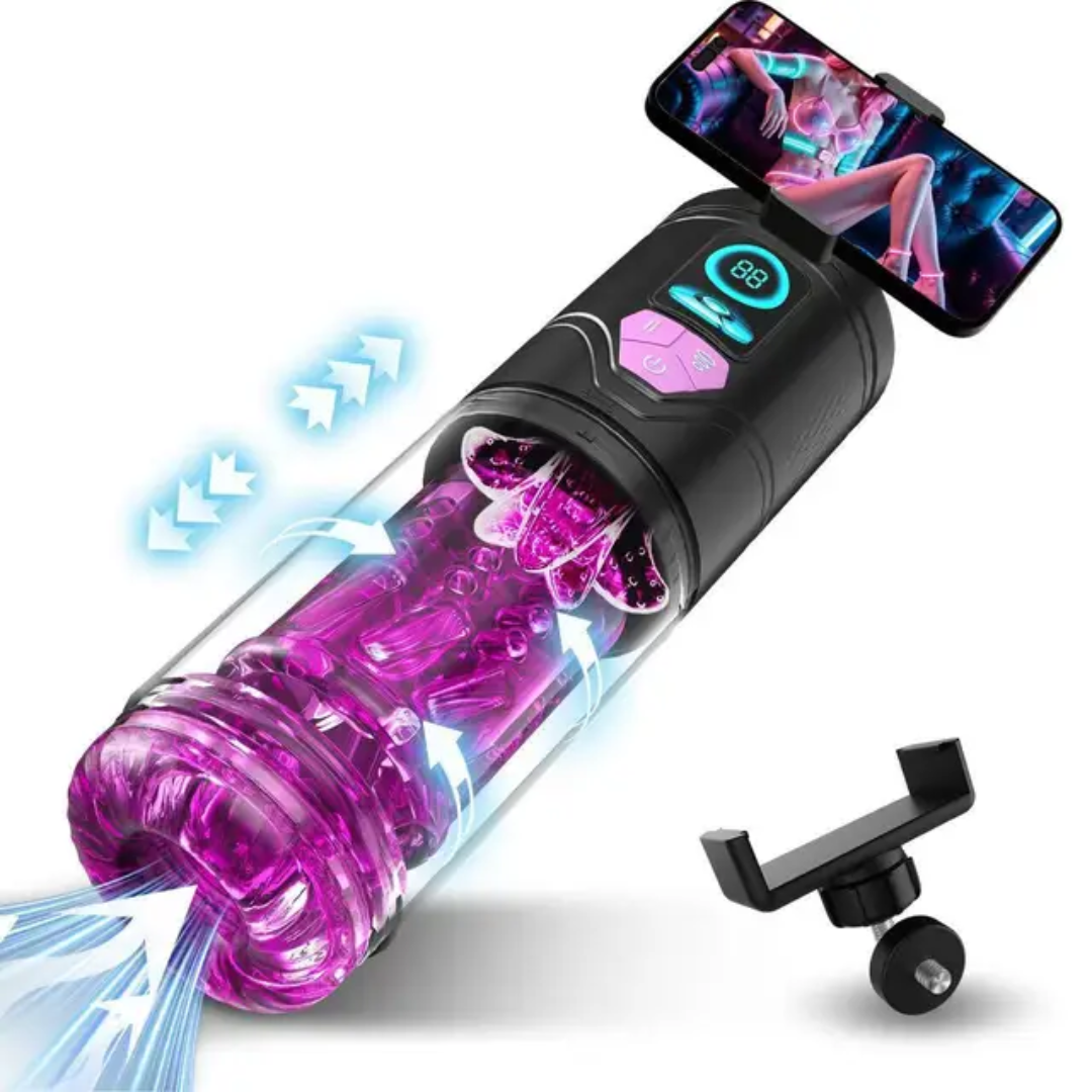 Masturbador Masculino Automático 3 en 1 con Soporte para Celular