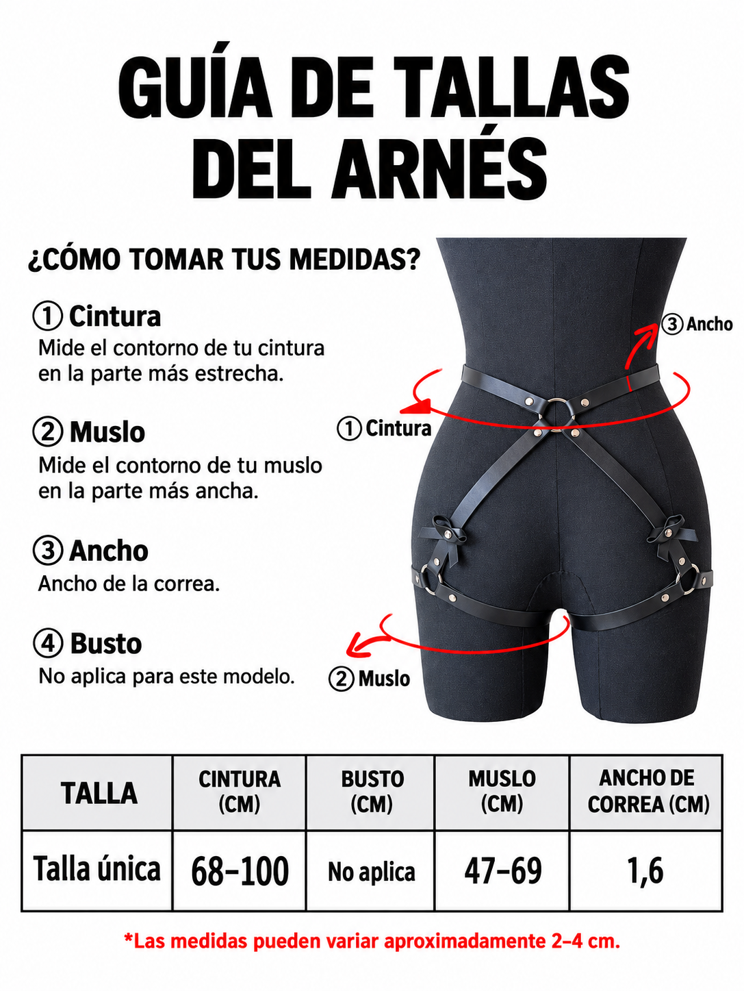 Portaligas para Glúteos & Piernas Regulable de Cuero Sintético