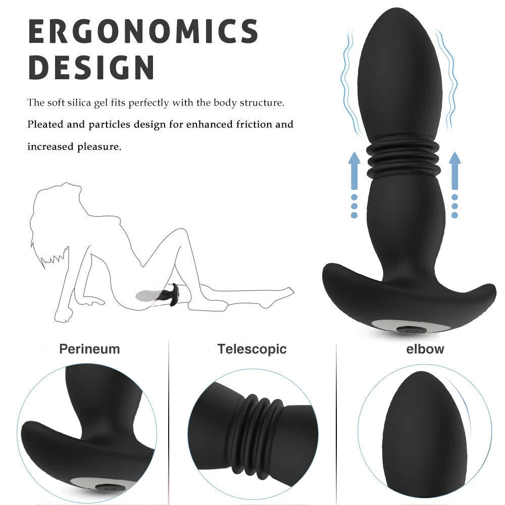 Masajeador de Próstata Masculino Plug Anal Vibrador Telescópico Control por App