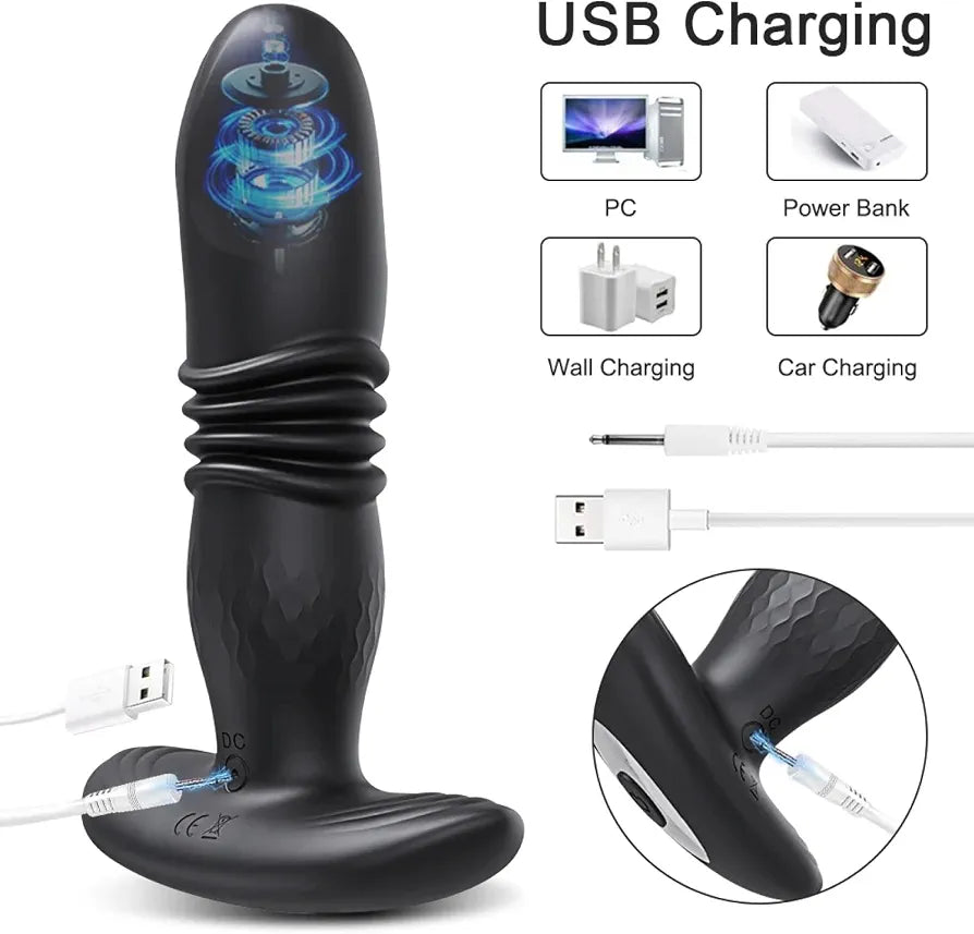 Masajeador de Próstata Masculino Plug Anal Vibrador Telescópico Control por App