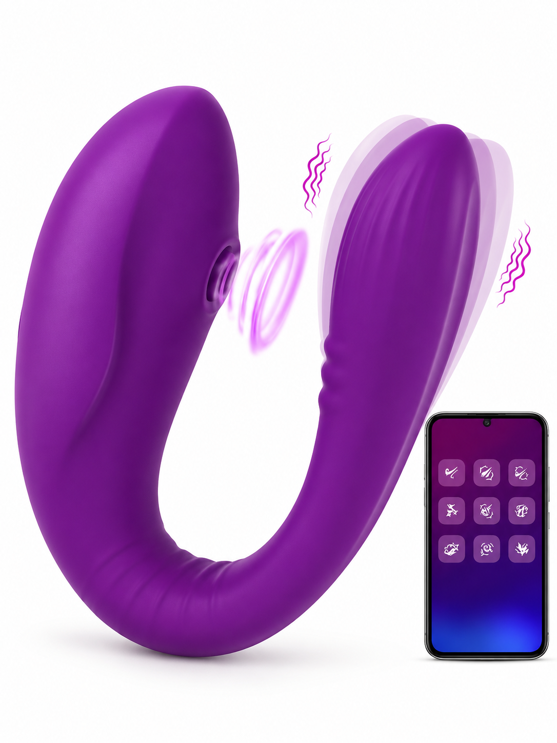 Vibrador Tipo U con Succión, Vibración y Control por App