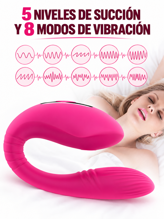 Vibrador en U con Succión Dual y Control Remoto