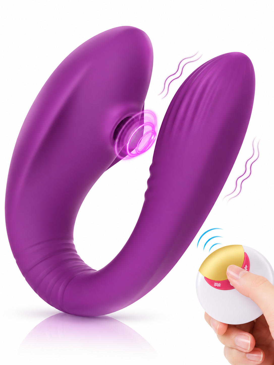Vibrador en U con Succión Dual y Control Remoto