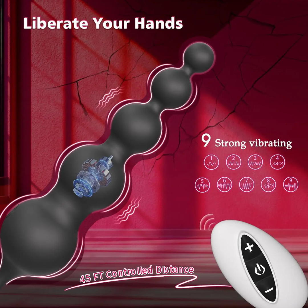 Plug Anal Vibrador con Cuentas y Anillo para el Pene, App y Control Remoto
