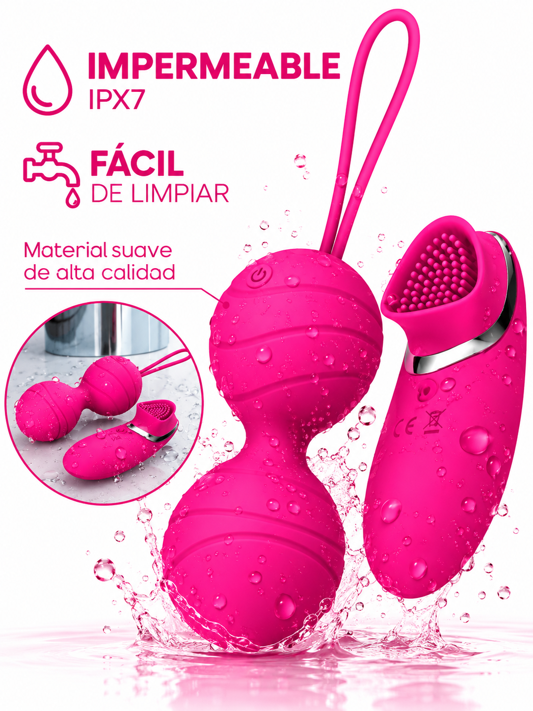 Bola de Kegel Vibradora con Doble Estimulación y Control Remoto