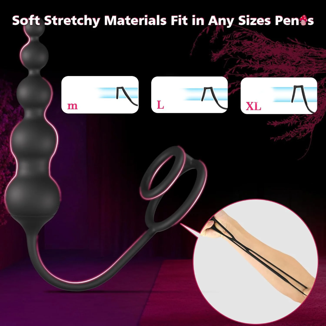 Plug Anal Vibrador con Cuentas y Anillo para el Pene, App y Control Remoto