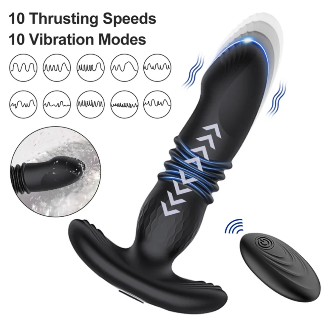 Masajeador de Próstata Masculino Plug Anal Vibrador Telescópico con Control Remoto