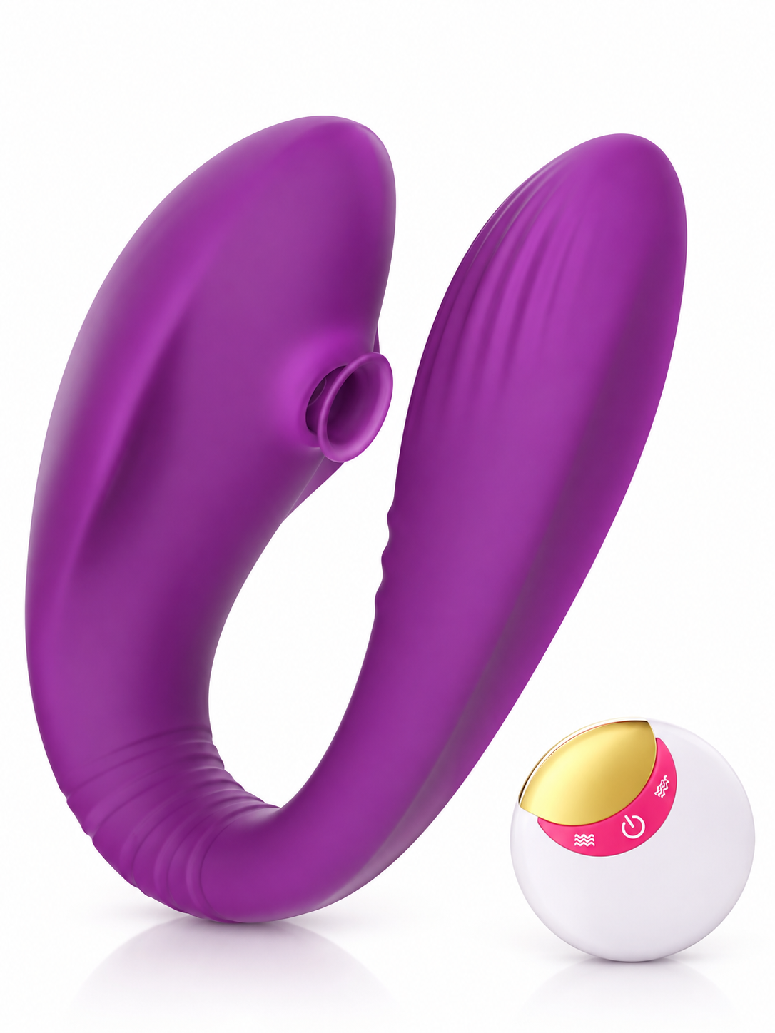 Vibrador en U con Succión Dual y Control Remoto