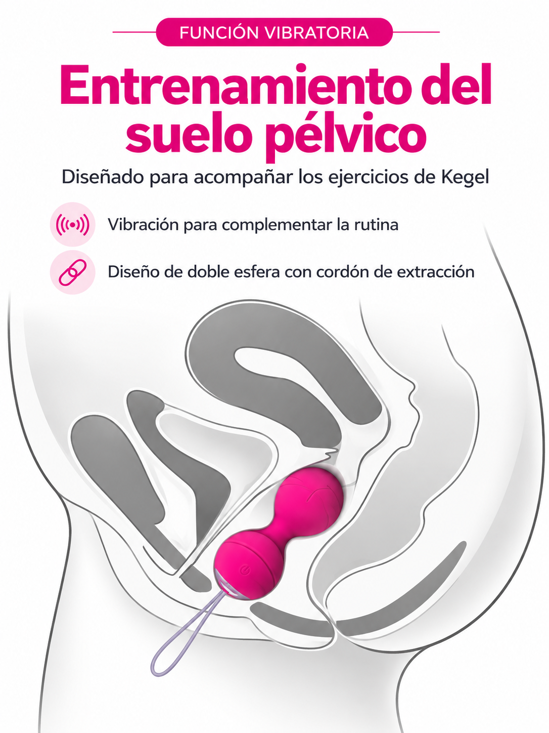 Bola de Kegel Vibradora con Doble Estimulación y Control Remoto