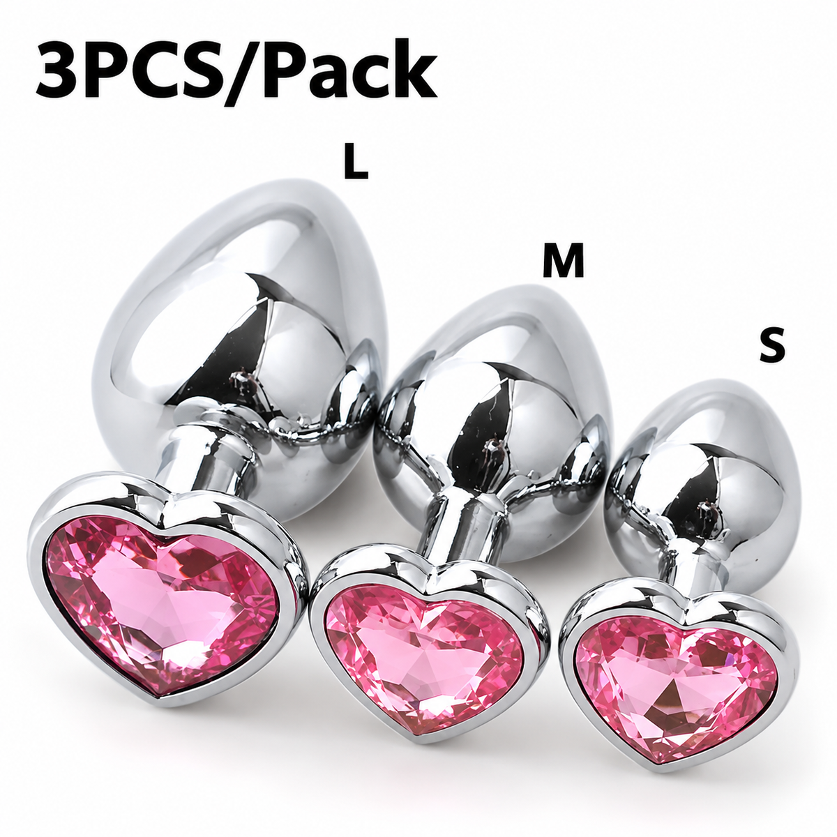 Plug Anal de Acero Quirúrgico con Joya en Forma de Corazón – 3 Tamaños