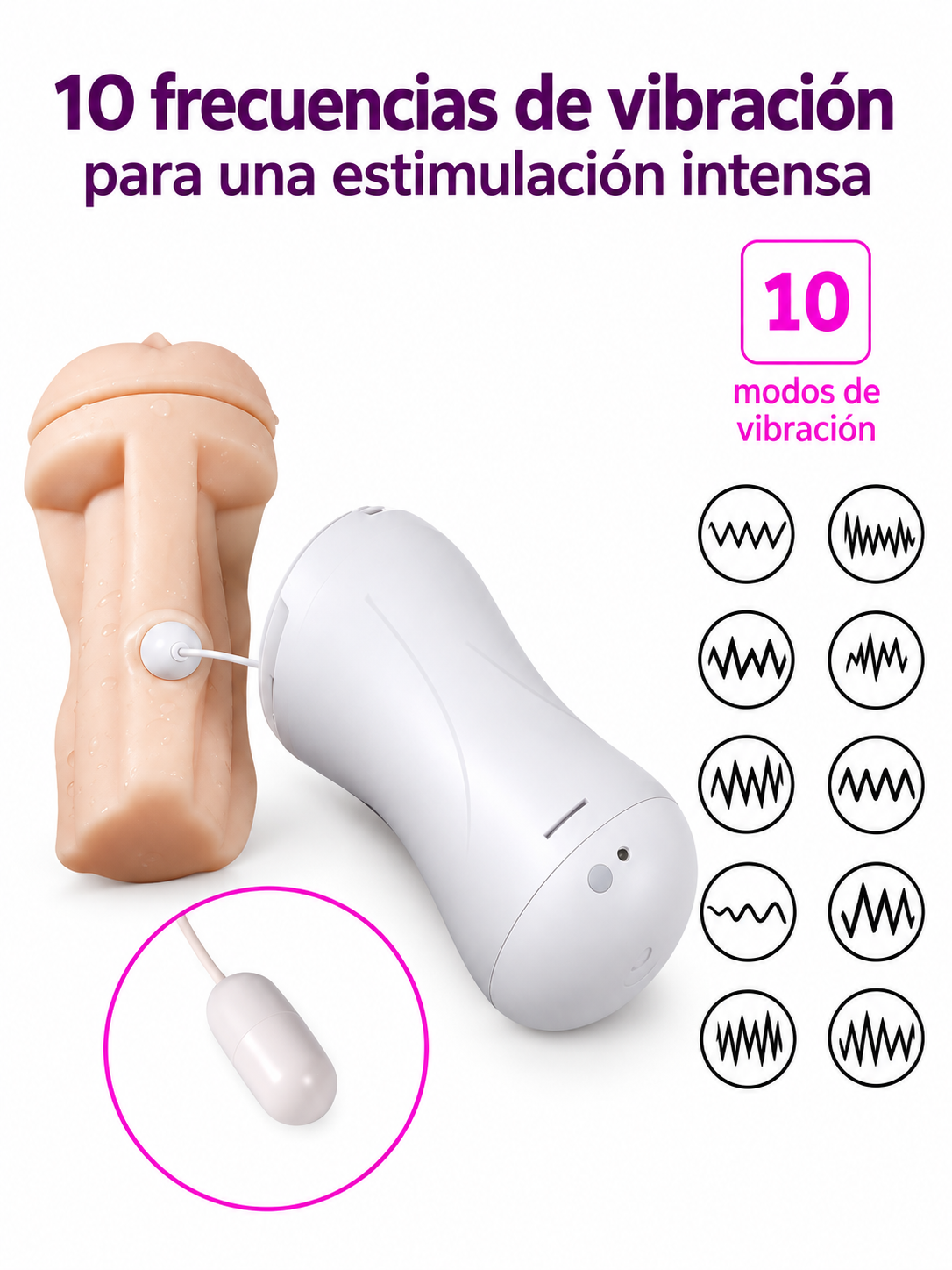 Shequ Masturbador Automático Masculino con Gemidos y 10 Modos de Vibración