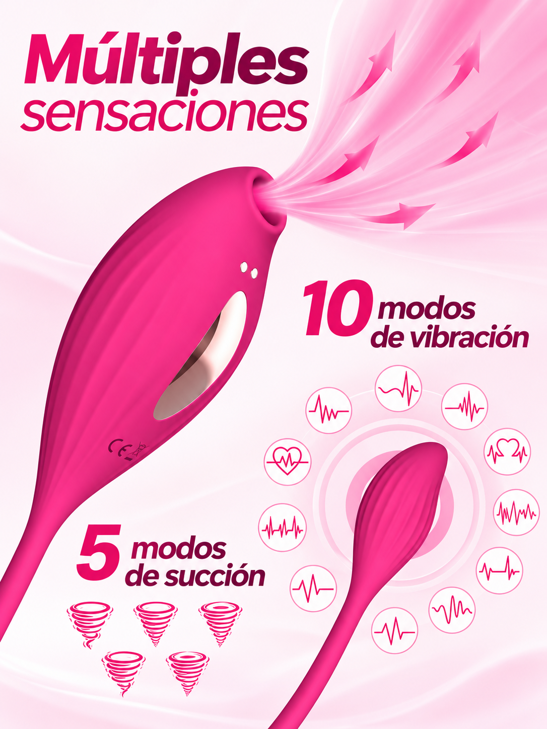 Vibrador Punto G 10 Vibraciones y 5 Modos de Succión