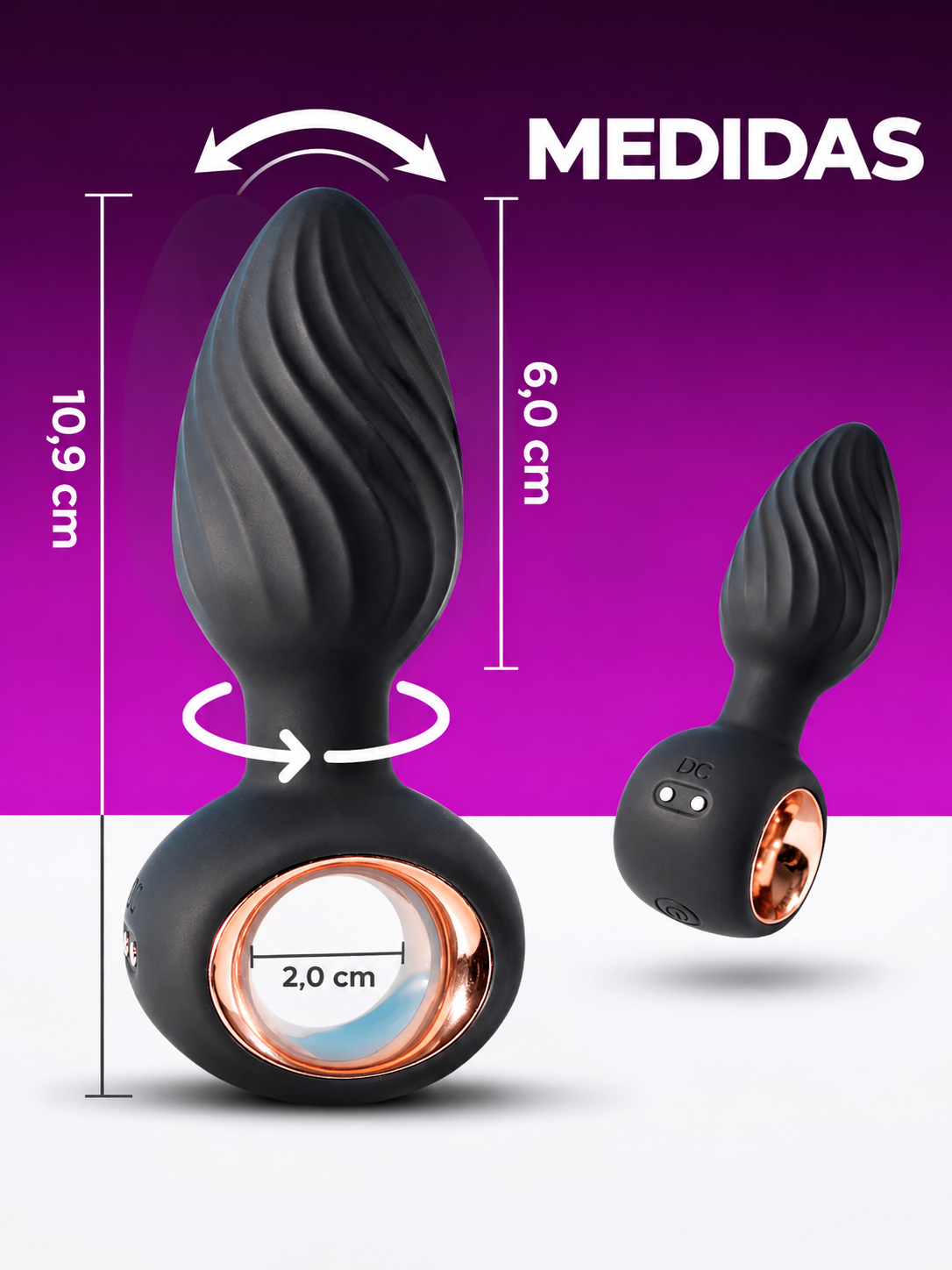 Plug Anal Rotativo 360° con 9 Modos de Vibración