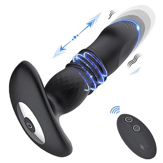 Masajeador de Próstata Masculino Plug Anal Vibrador Telescópico con Control Remoto