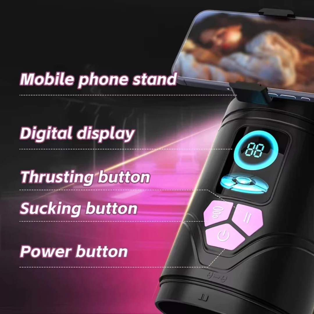 Masturbador Masculino Automático 3 en 1 con Soporte para Celular