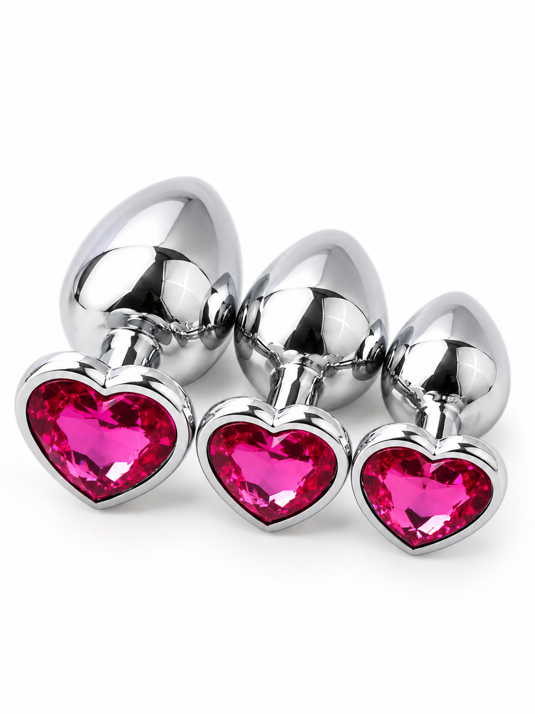 Plug Anal de Acero Quirúrgico con Joya en Forma de Corazón – 3 Tamaños