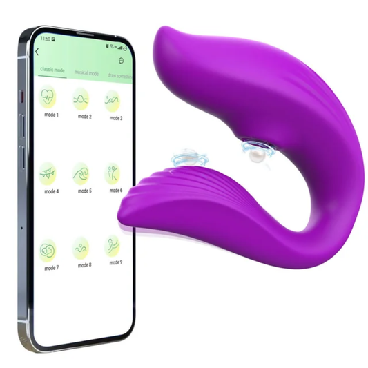 Vibrador Tipo U Doble Estimulación Clítoris y Punto G con Control por App